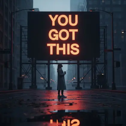 A motivational sign on a desk reads, 'You got this,' encouraging self-trust and inner strength.