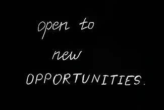 A visual featuring the phrase 'Open to new opportunities'.