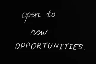 A visual featuring the phrase 'Open to new opportunities'.