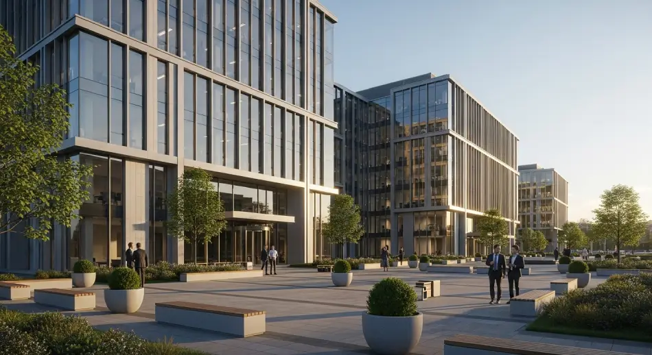 Contemporary office building, designed for a dynamic and collaborative workspace.